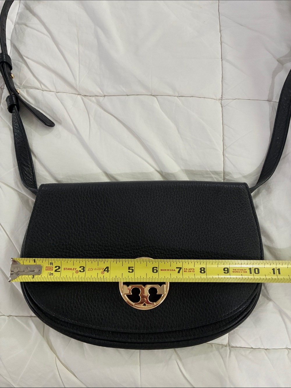 Tory Burch Black Pebbled Leather Crossbody Bag